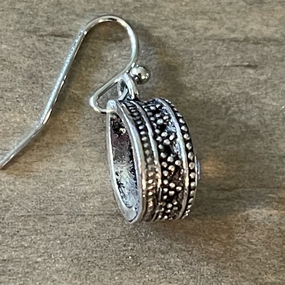 Mystic Topaz Drop Purple, Green, Silver Boho Rainbow Gemstone Retro Earrings - Picture 6 of 9